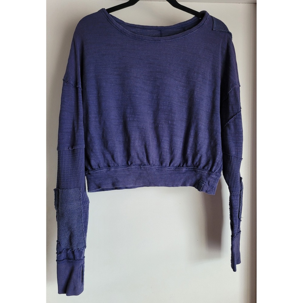 We The Free Women XS Blue Pullover Sweatshirt Long Sleeve Casual Boho Top